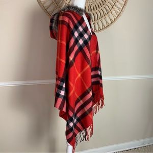 Plaid Faux Fur Lined Hooded Cape